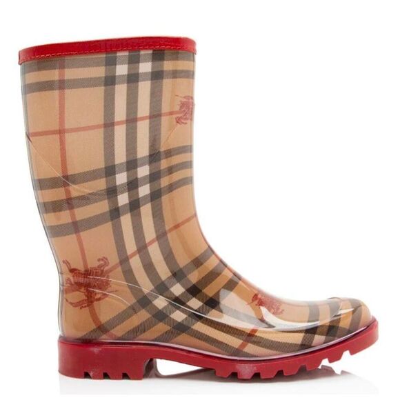 BURBERRY Haymarket Check Rain Boots Size 38 - Picture 1 of 13